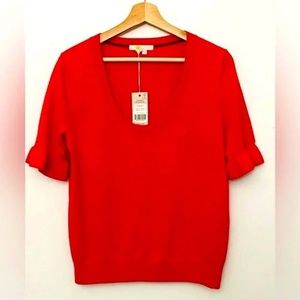 BODEN Red FrillSleeve Knit Top